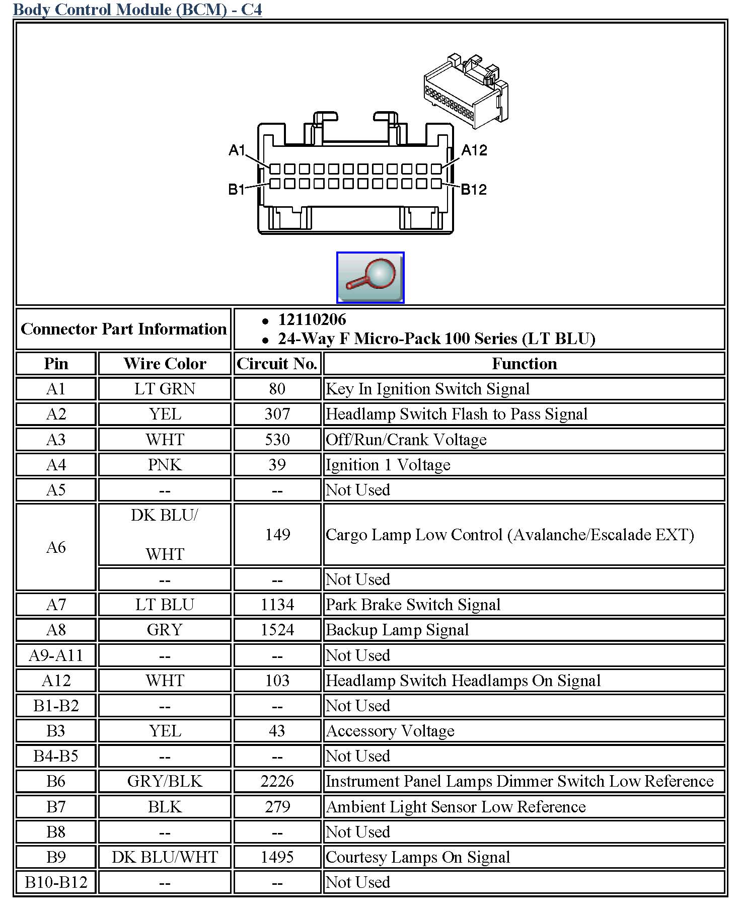 2004 Chevrolet Avalanche Wiring Plug Door